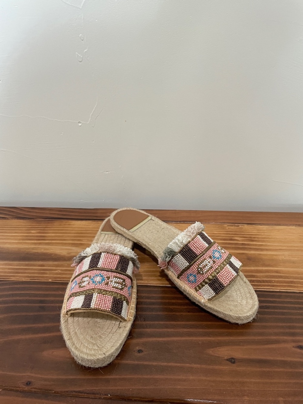 FREE PEOPLE Z&L Slide Sandals Beaded Sz 38 (7.5 US) Summer Festival Boho